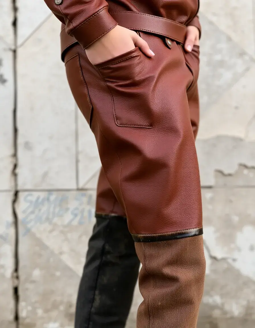 Blouson cuir vintage aspect vieilli