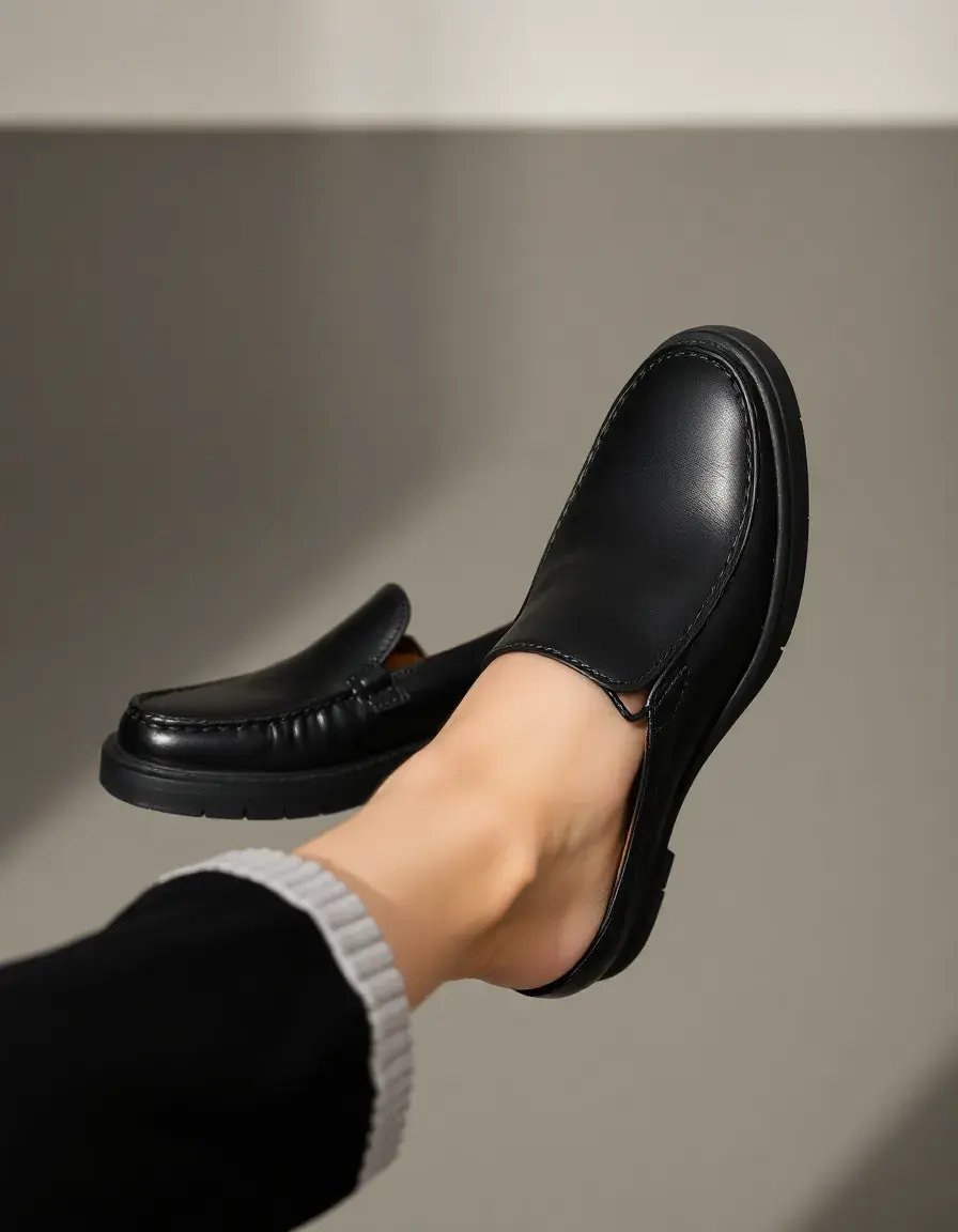 Bottes Chelsea en cuir noir avec élastiques latéraux