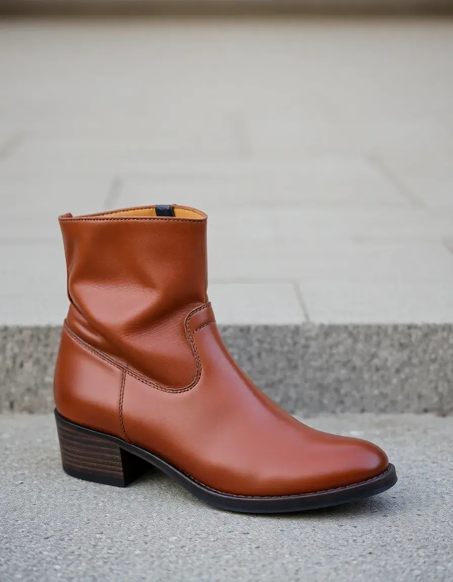 Bottine en cuir marron élégante pour femme