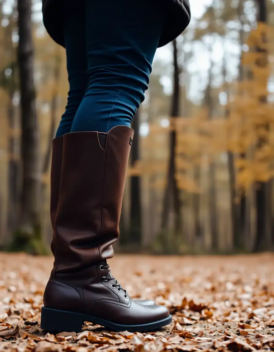 Bottes hautes en cuir marron chocolat