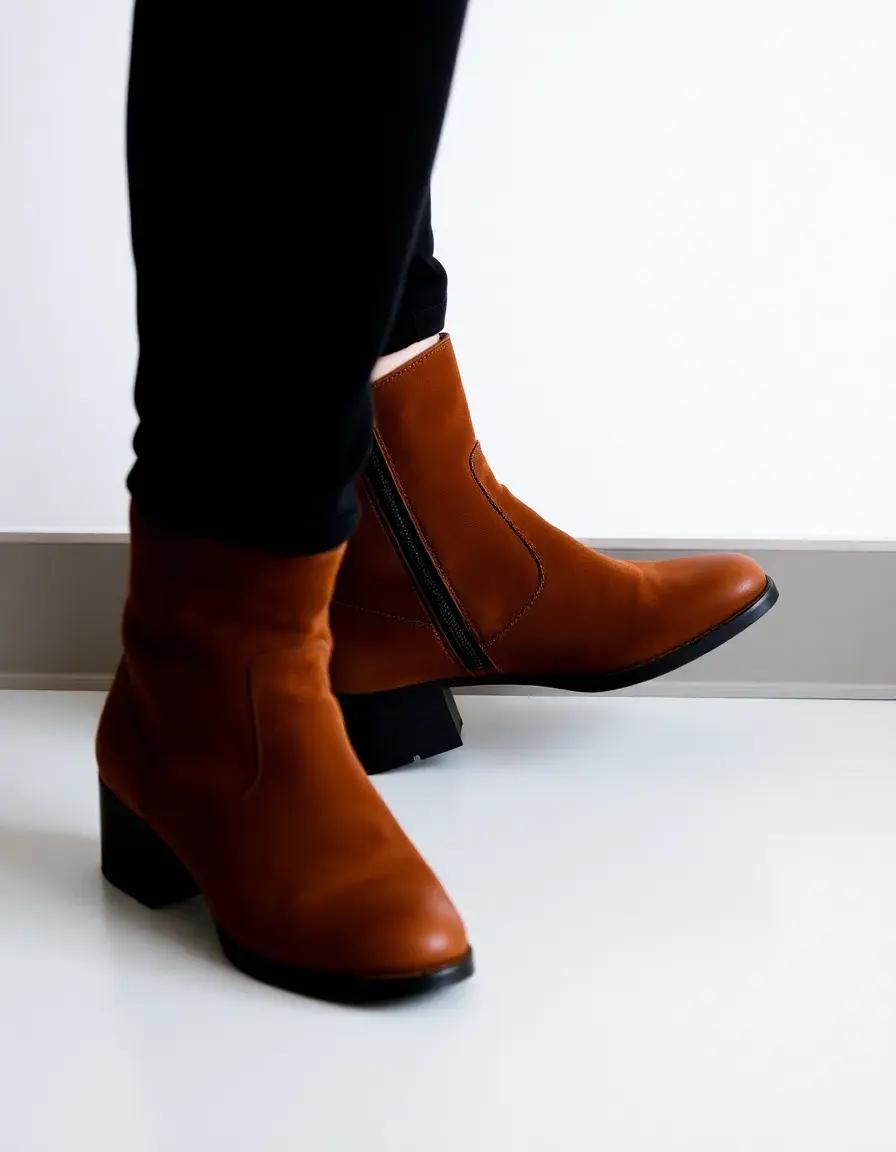 Bottes plates en cuir marron style citadin