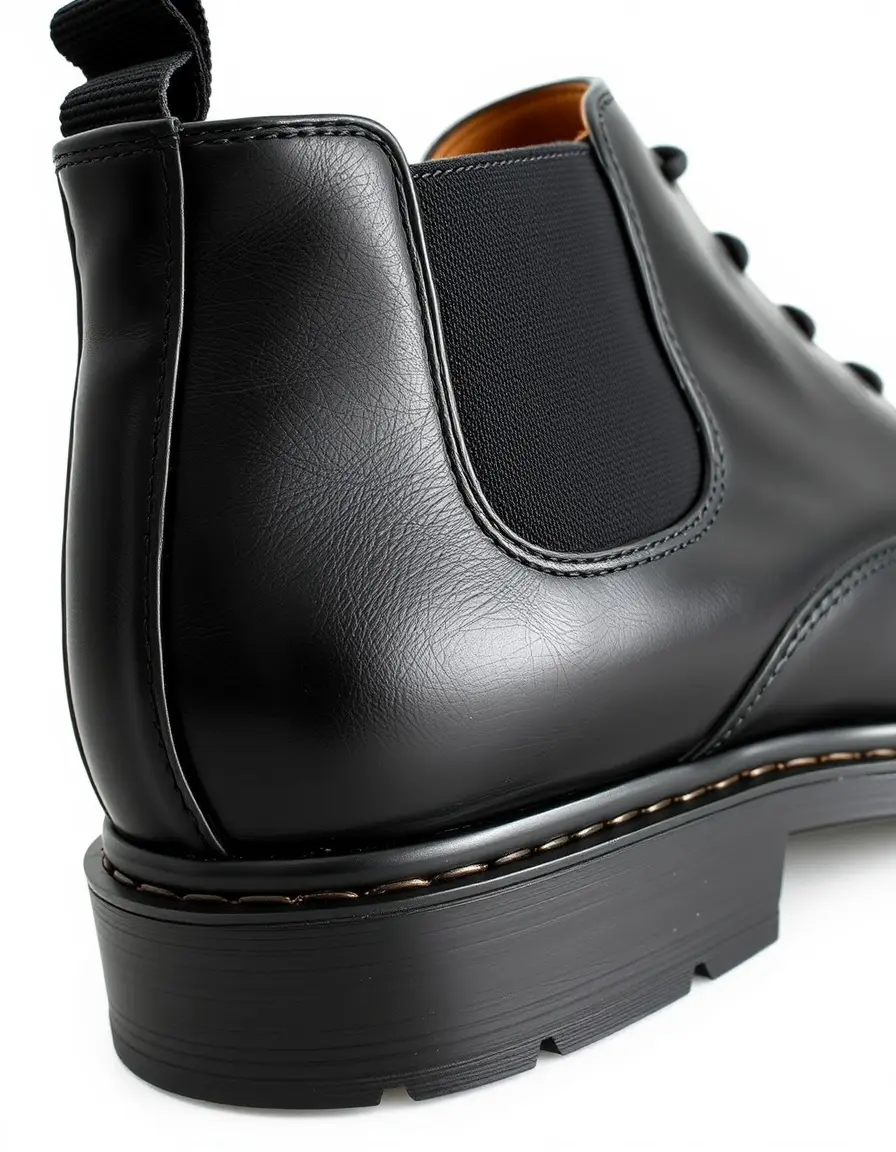 Bottes Chelsea classiques en cuir noir lisse