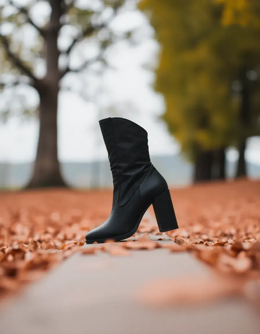 Bottine en cuir noir élégante pour femme