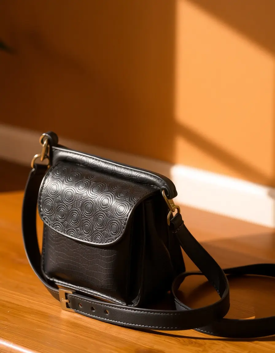 Sac ceinture en cuir noir élégant et minimaliste