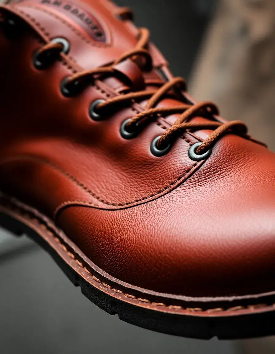 Bottes de combat en cuir marron avec lacets robustes