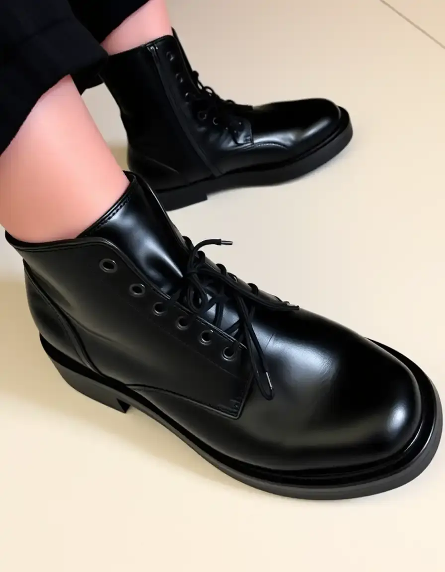 Bottes mi-mollet en cuir noir femme confortables