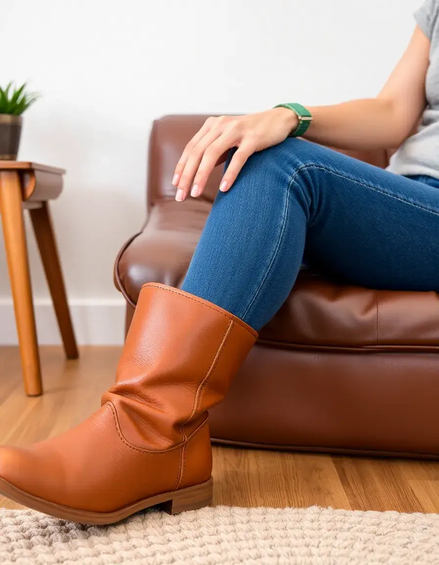 Bottes hautes en cuir marron souple élégantes