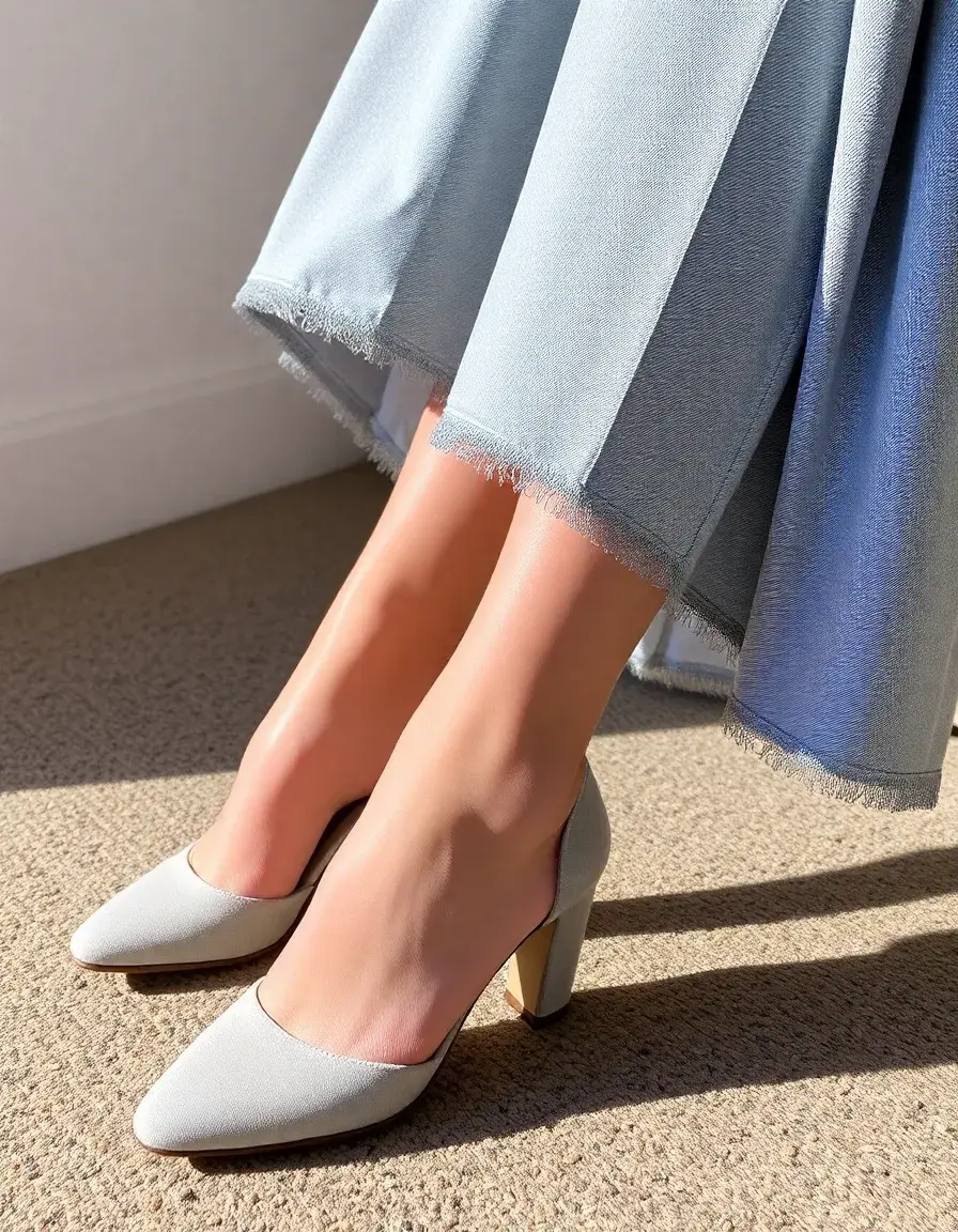 Bottes à talons en cuir gris souple