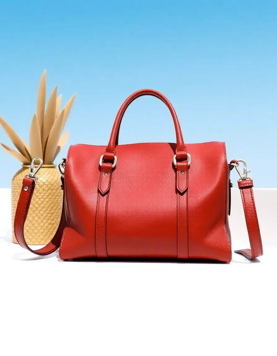 Sac bandoulière type satchel en cuir marron pour femme, style vintage