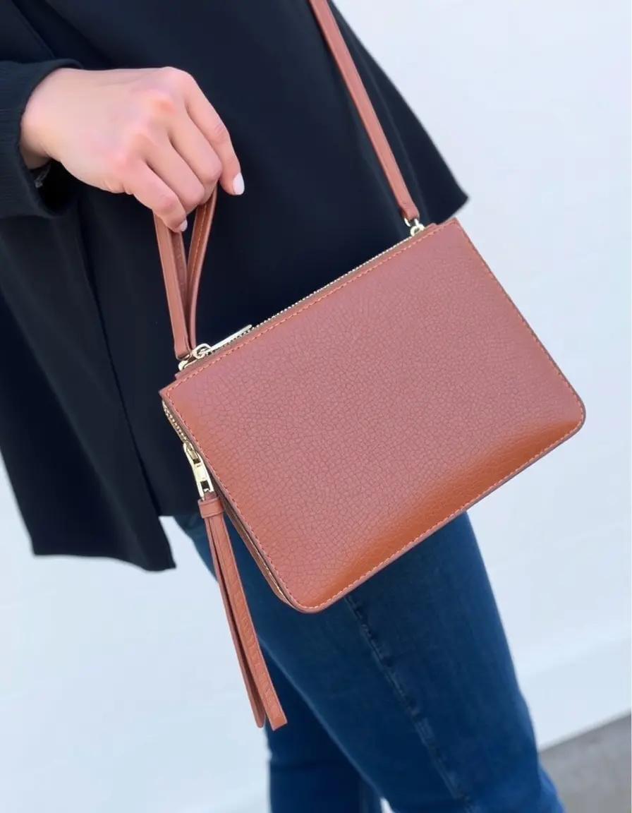Petite pochette bracelet wristlet en cuir texture grainée