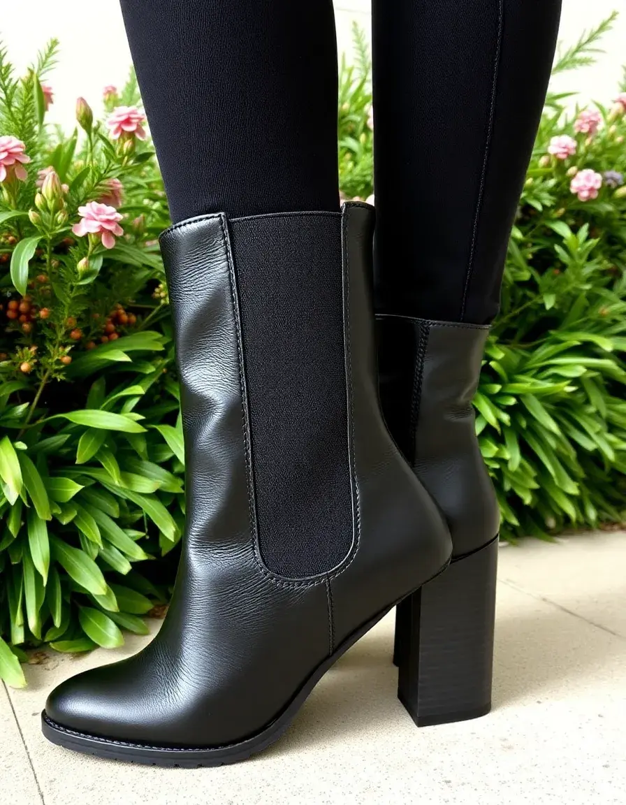 Bottine Chelsea noire en cuir véritable avec élastique latéral