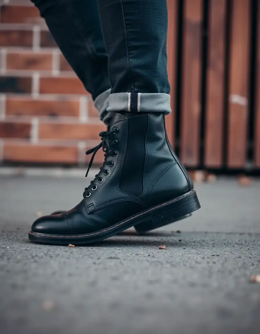 Bottine en cuir homme noire à lacets style classique