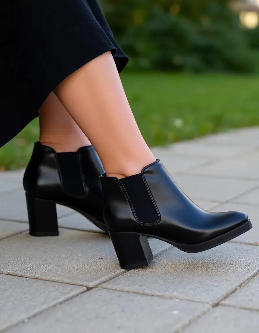 Bottine femme noir en cuir élégante et robuste avec finitions artisanales