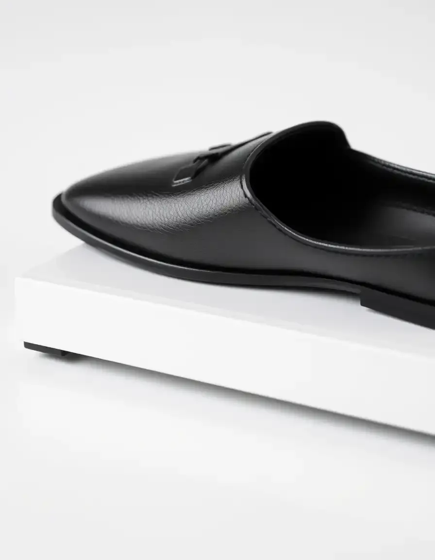 Black Leather Flat Bootie Women confort quotidien