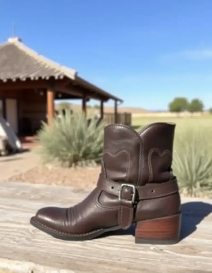 Bottine noir cuir style western santiag moderne