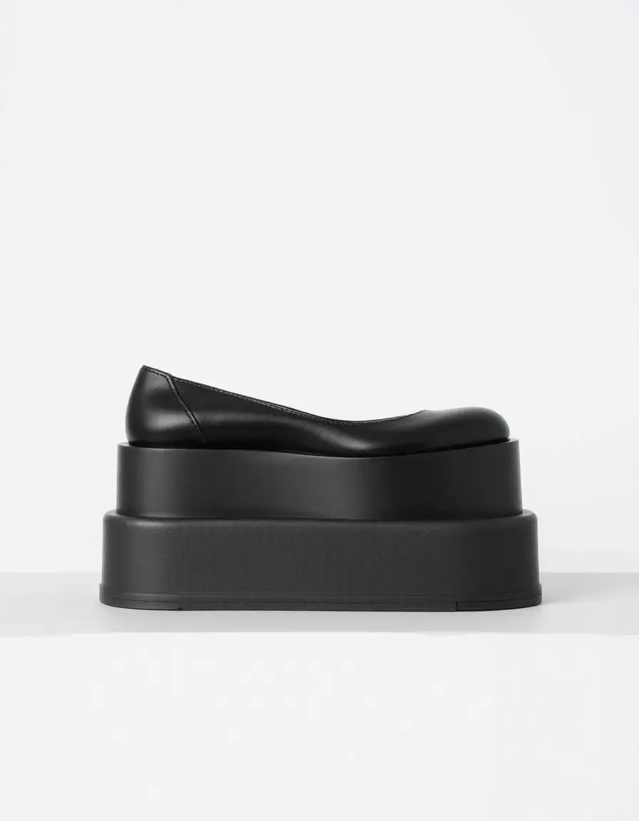 Bottines noir en cuir avec semelle plateforme