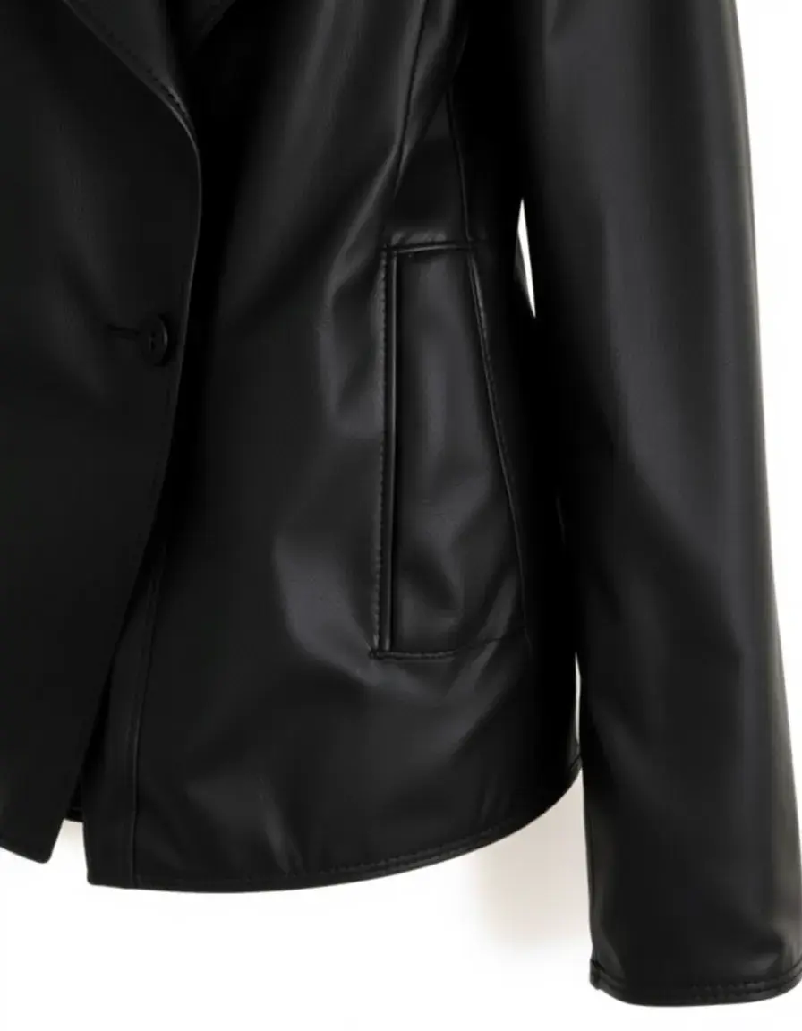 Veste cuir homme ajustée noire avec boutons design moderne