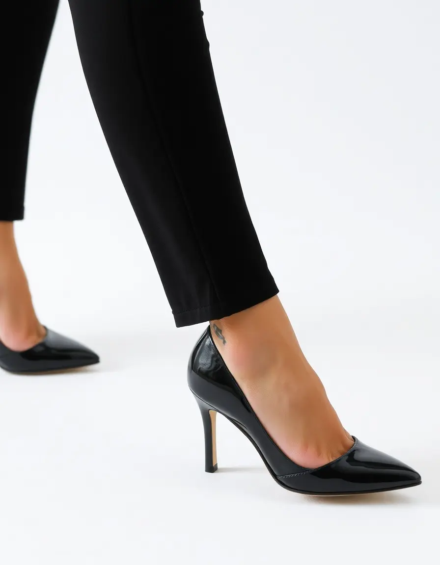 Bottines noir en cuir avec talons élégants pour femme