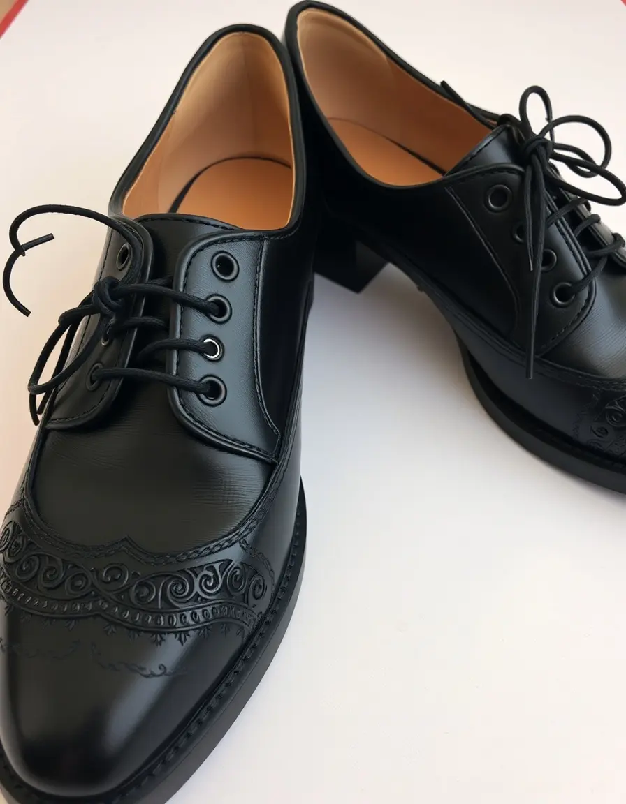 Bottines noires à lacets en cuir véritable style militaire chic