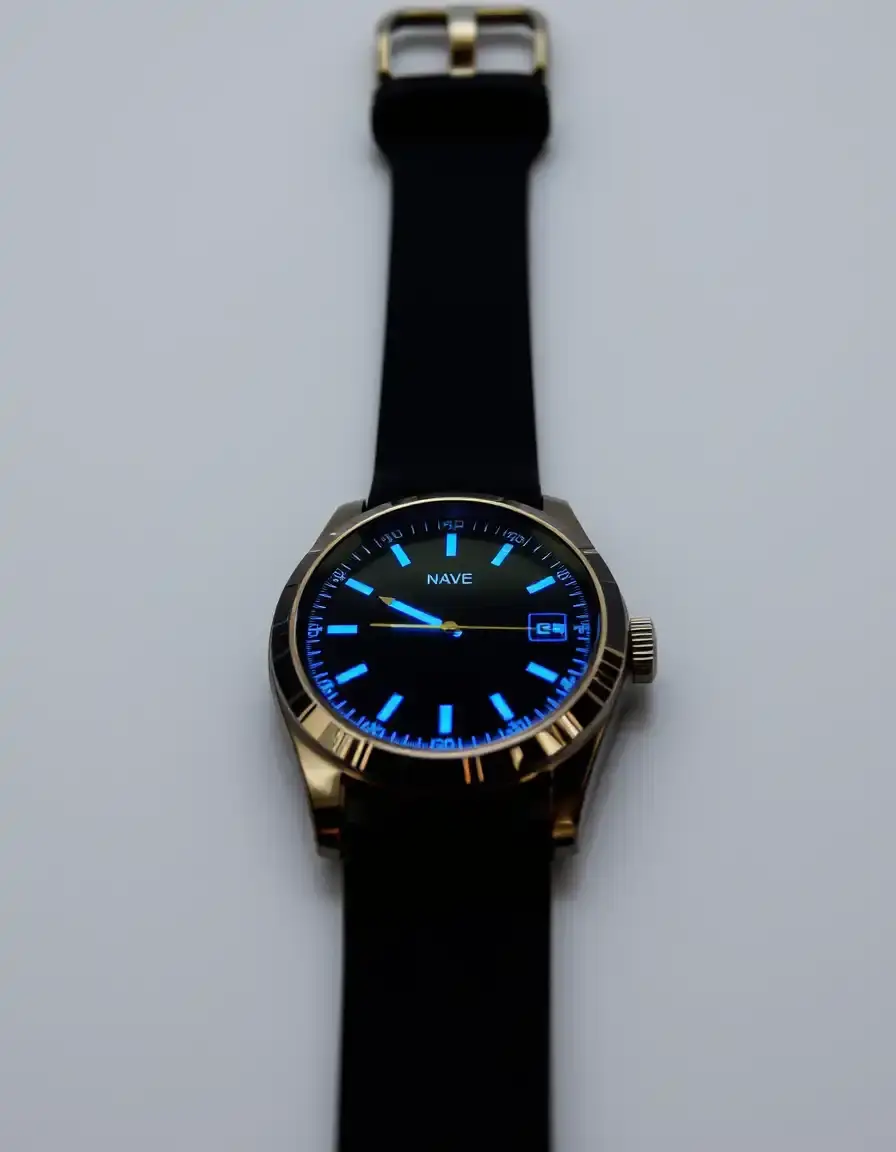 Bracelet cuir montre bleu marine élégant