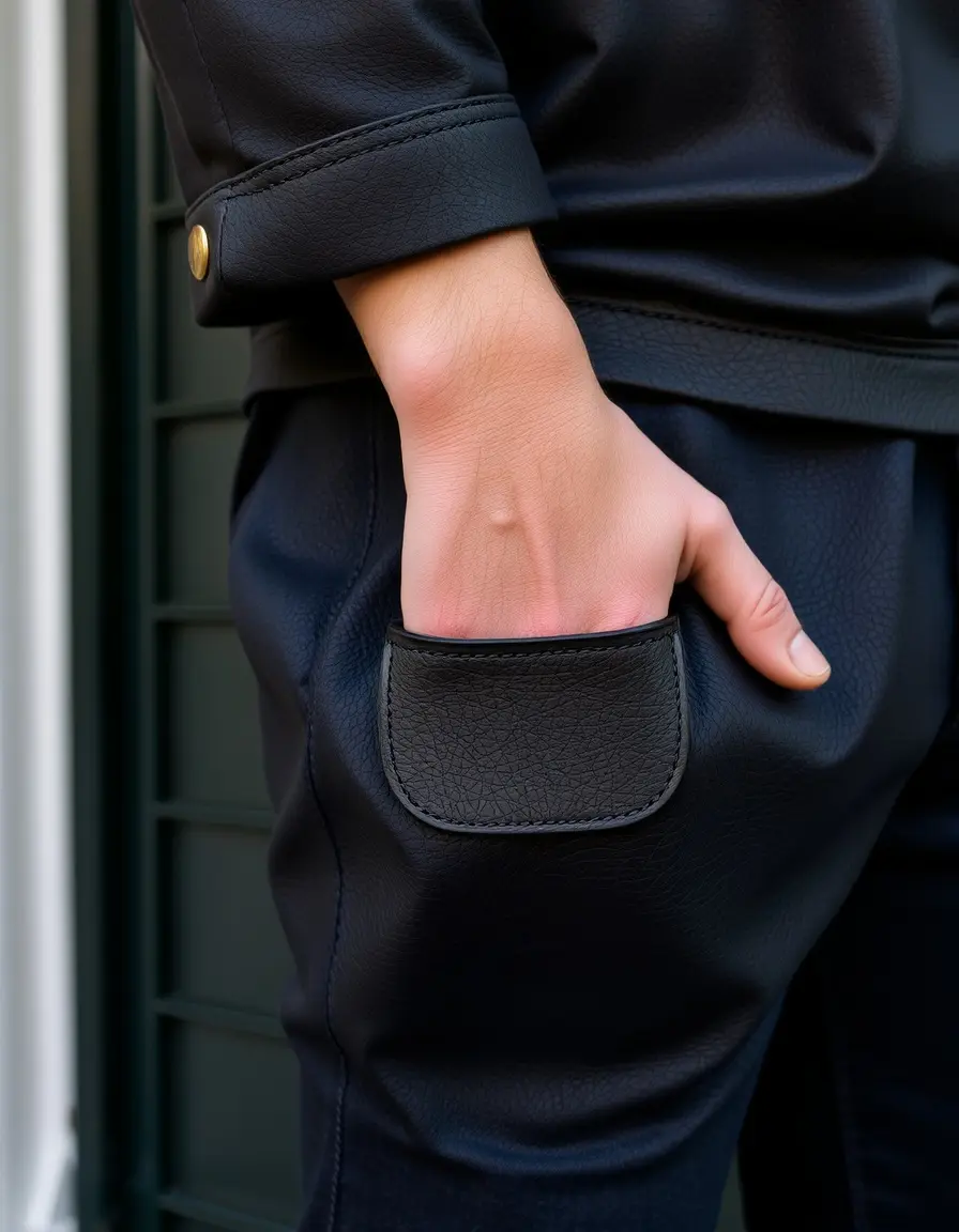 Bracelet en cuir noir classique et épuré