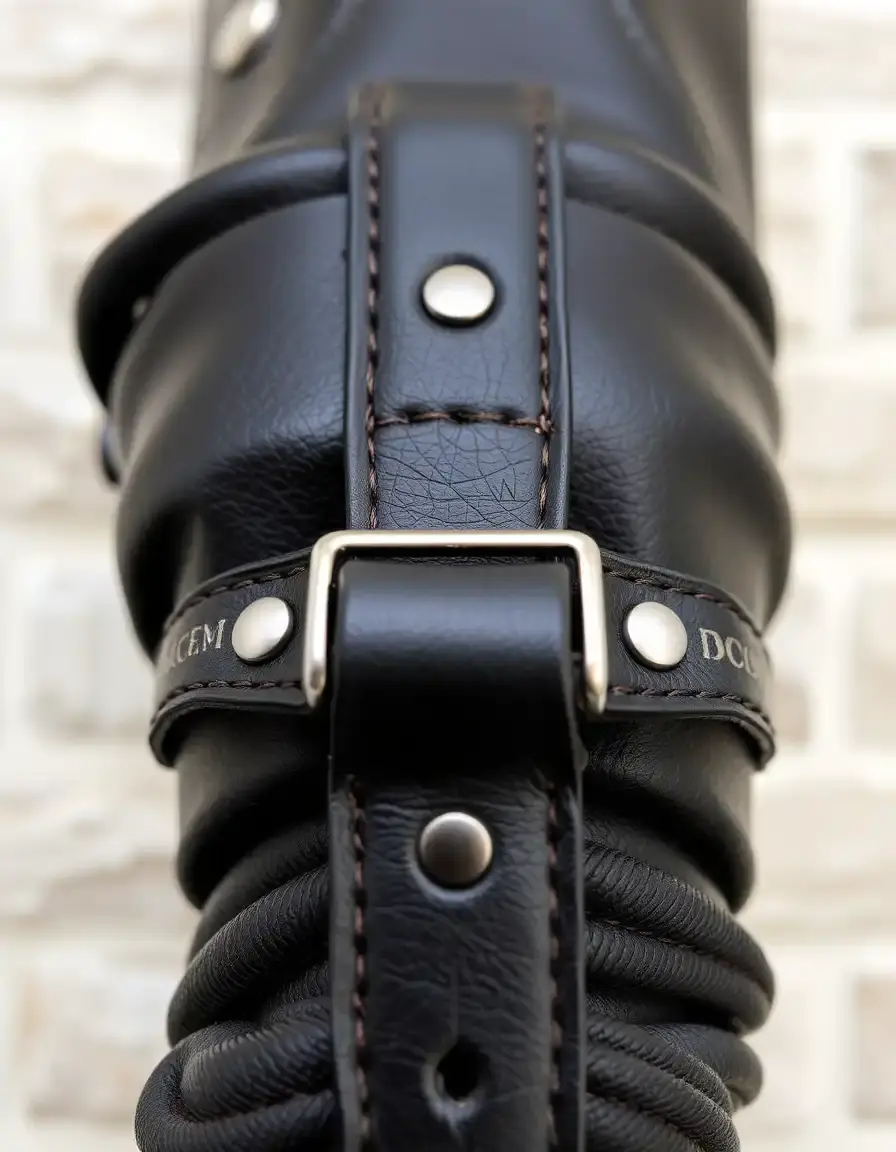 Bracelet montre cuir noir avec système de pompes rapides