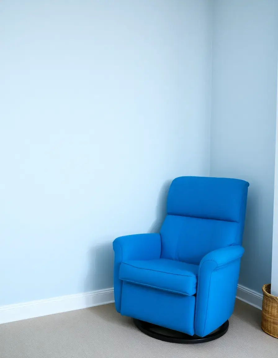 Canapé d'angle relax en cuir bleu avec repose-pieds