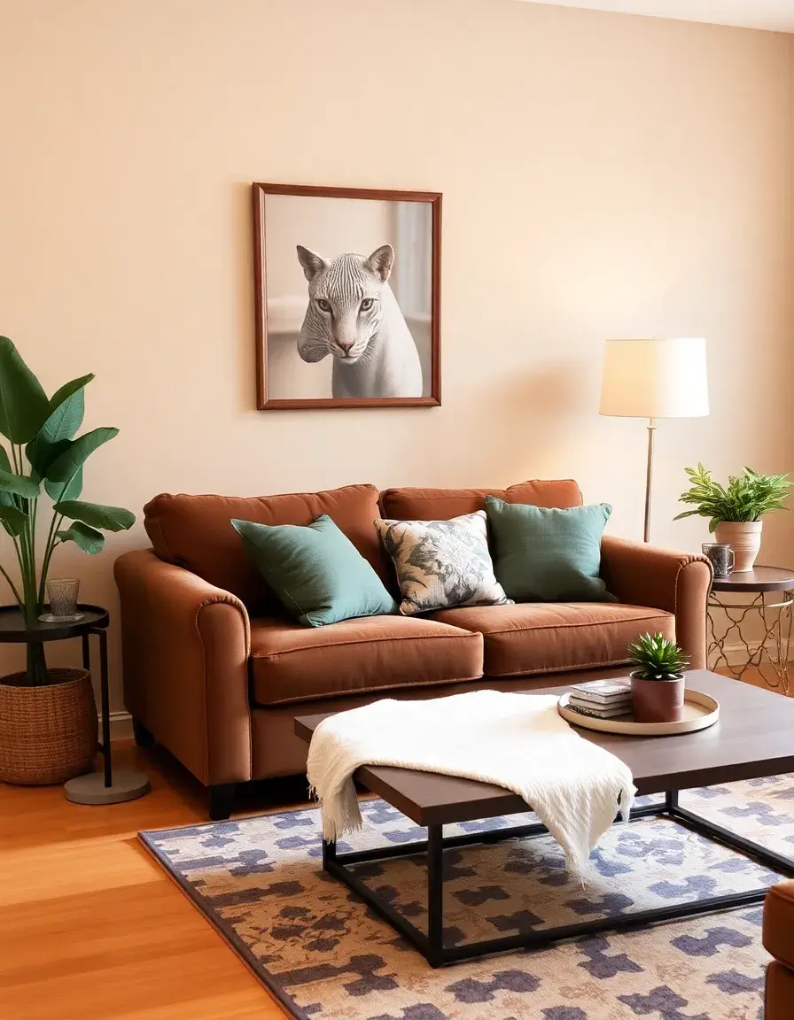 Canapé loveseat cuir marron chaleureux