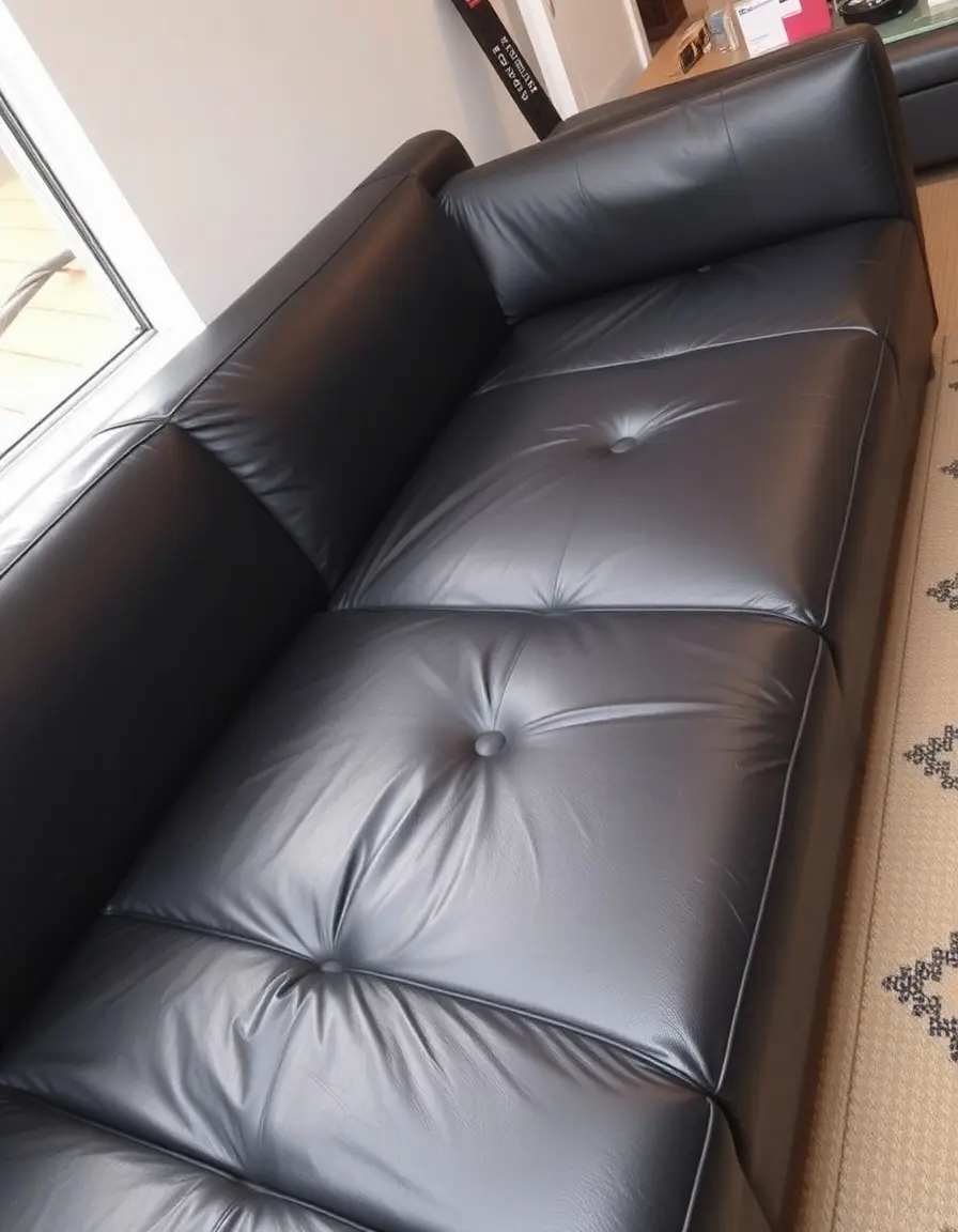 Canapé convertible en cuir noir au design moderne et élégant