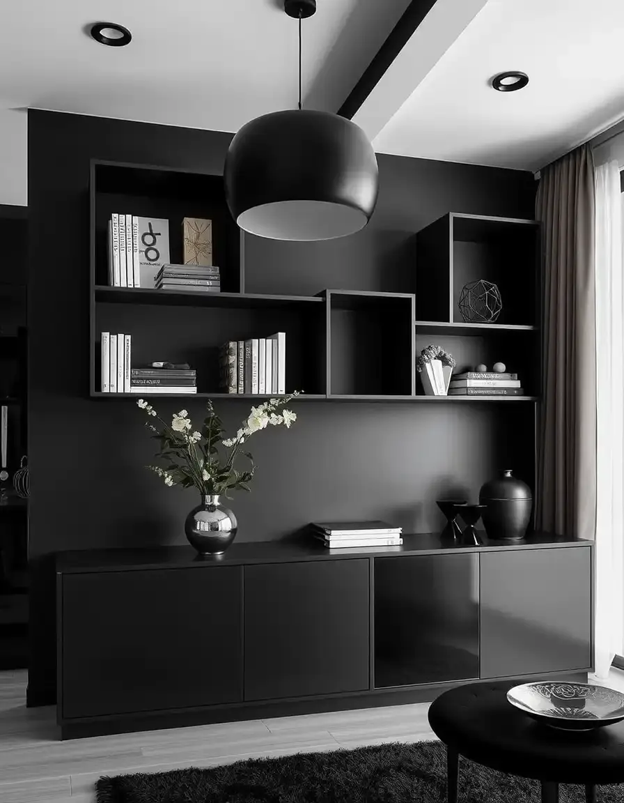 Canapé-lit moderne en cuir noir minimaliste