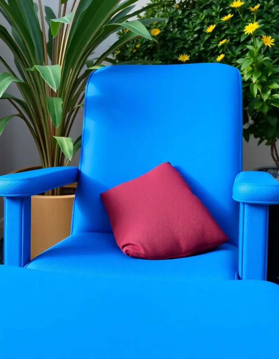 Canapé cuir angle relax bleu
