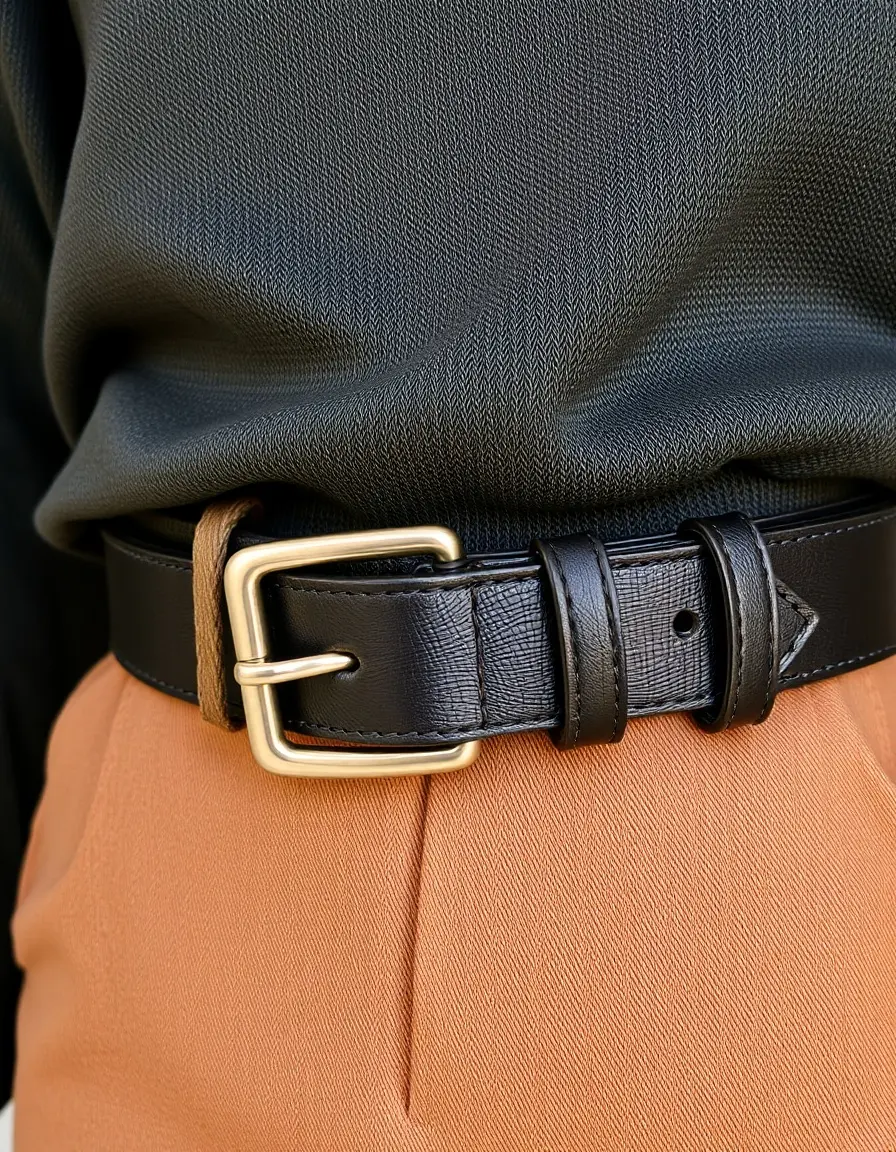 Ceinture noire classique en cuir synthétique