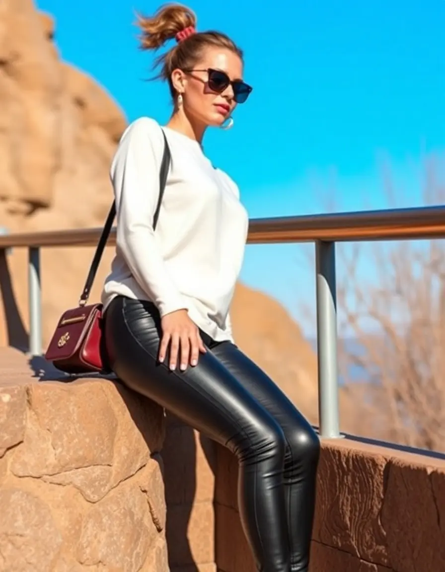 Pantalon legging simili cuir noir moulant