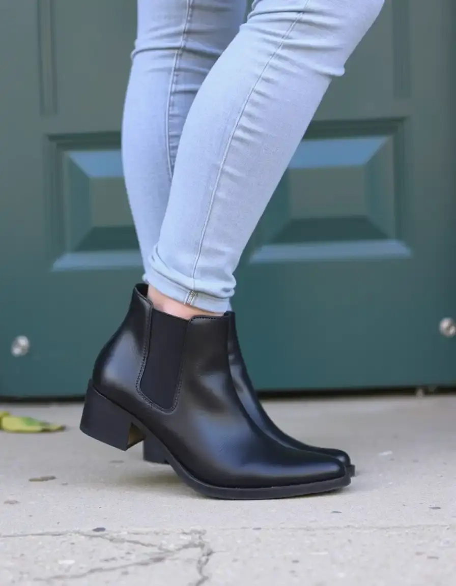 Bottines noires en simili cuir élégantes