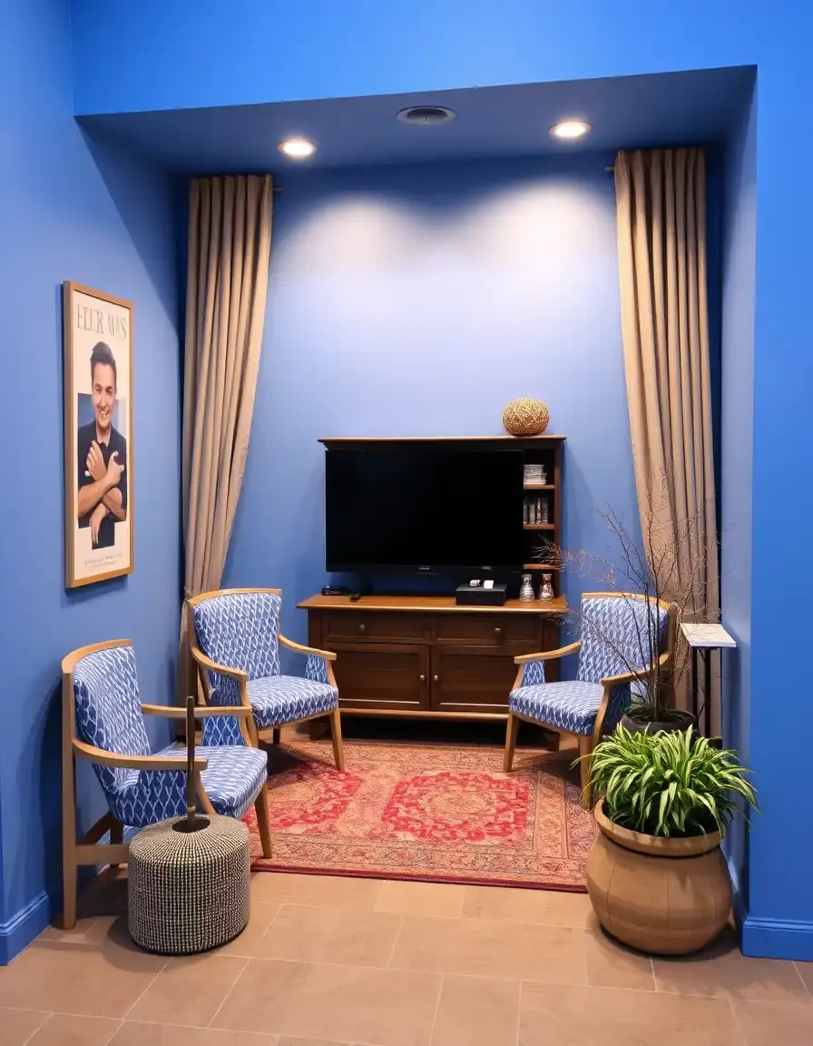 Fauteuil inclinable en simili cuir bleu moderne
