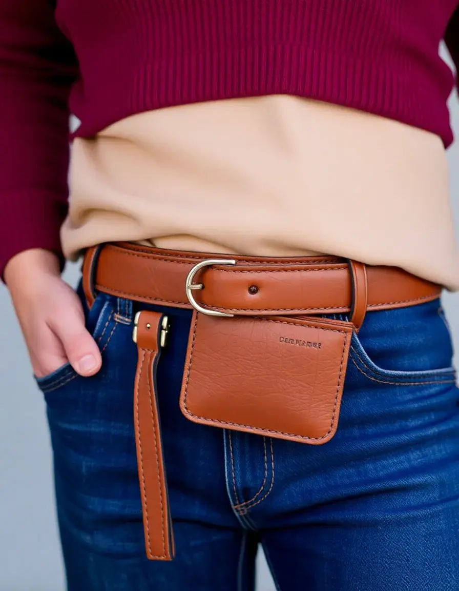 Ceinture en cuir marron pour femme style vintage