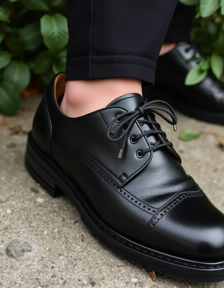 Chaussure en cuir noir de type Oxford classique et élégante
