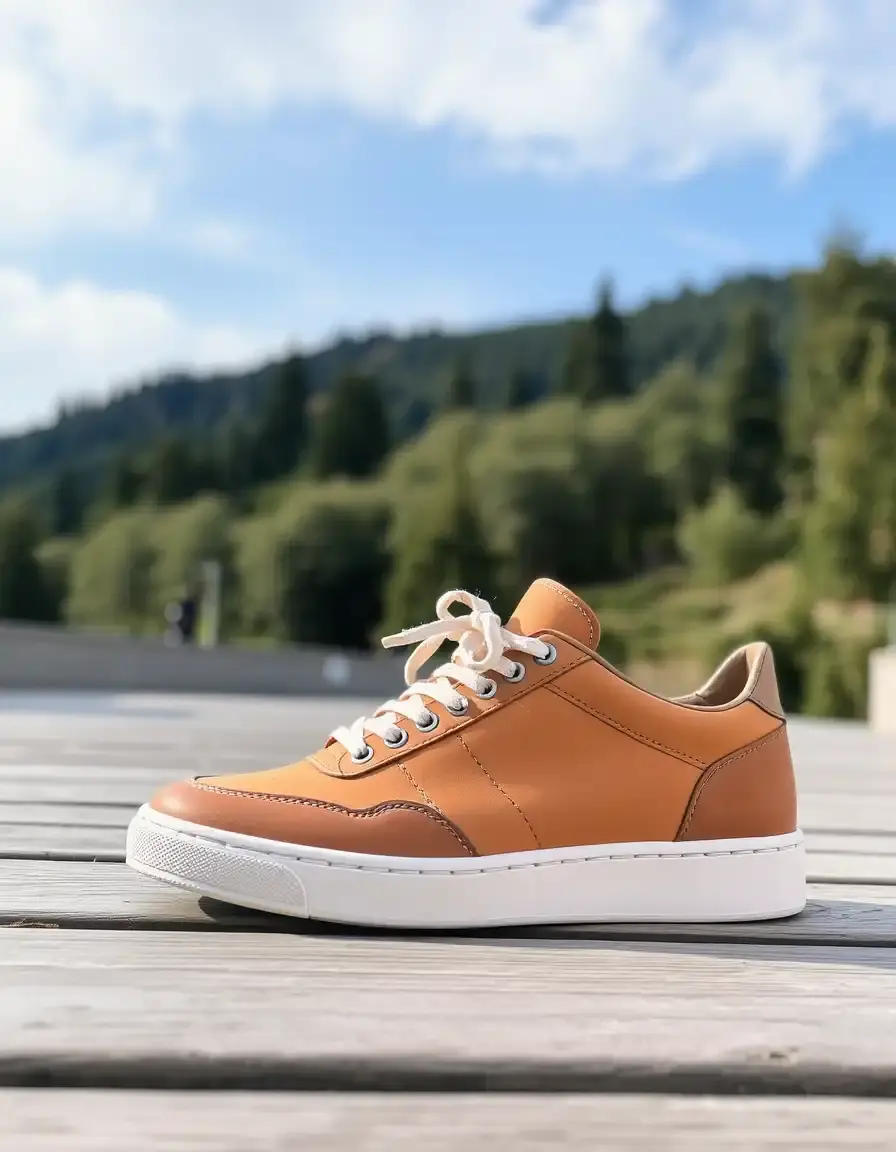 Baskets en cuir couleur tan pour un style urbain moderne