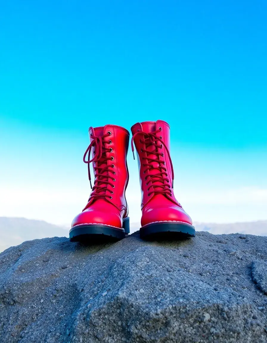 Bottes en cuir rouge bordeaux robustes et protectrices