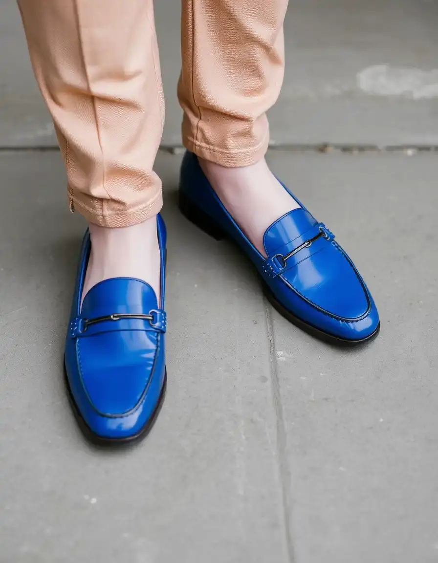 Mocassins décontractés en cuir bleu pour homme