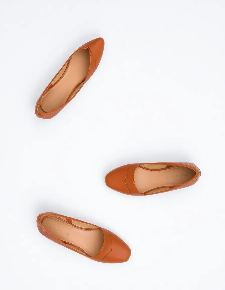 Ballerines plates en cuir marron confortables