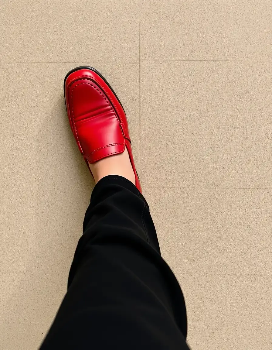 Mocassins en cuir rouge élégants pour femme