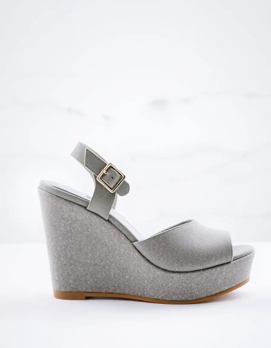 Chaussures compensées en cuir gris