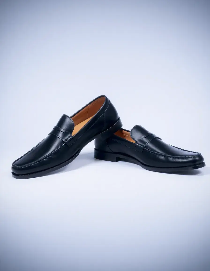 Mocassins en cuir noir unisexes au style intemporel