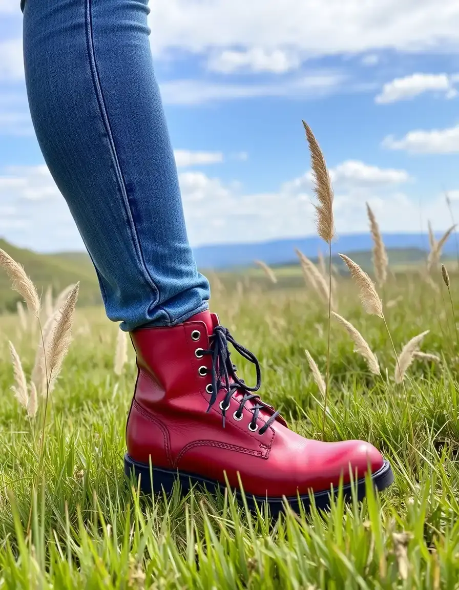 Bottines en cuir rouge audacieuses et élégantes