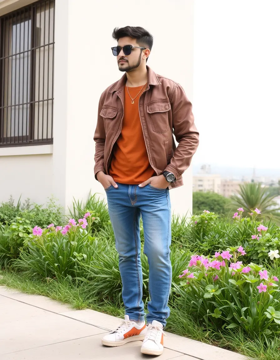 Baskets en cuir couleur fauve pour un look casual chic