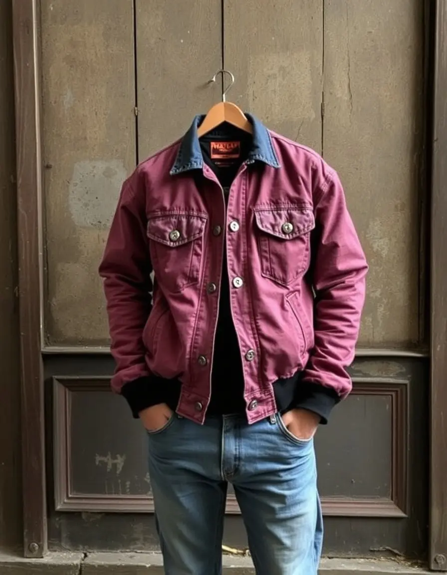 Blouson cuir vintage effet vieilli marron