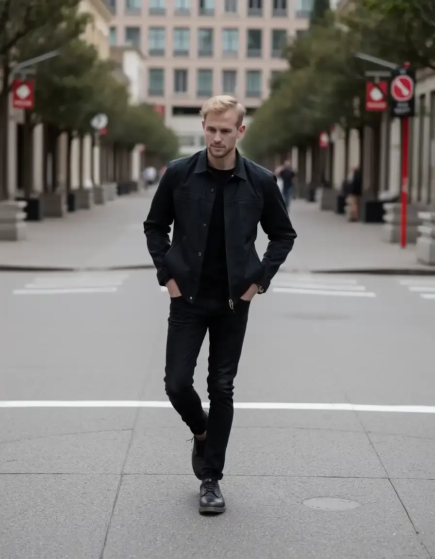 Blouson cuir noir coupe slim moderne
