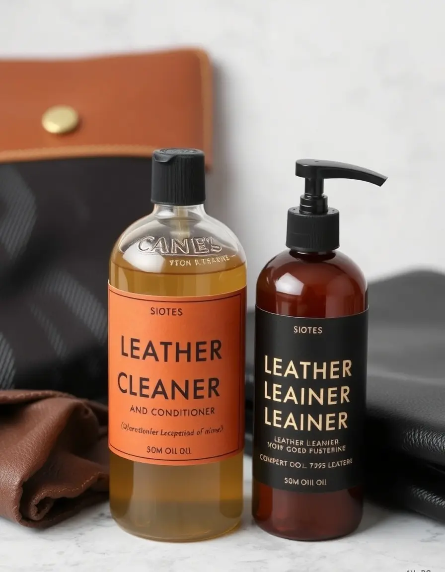 Kit de nettoyage et d'entretien pour cuir avec bouteilles et accessoires