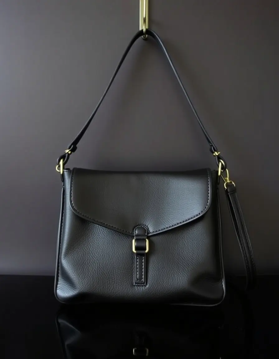 Sac à main bandoulière en cuir noir chic